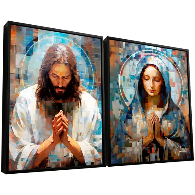 Quadro Jesus e Maria Grid Art 2 Peças